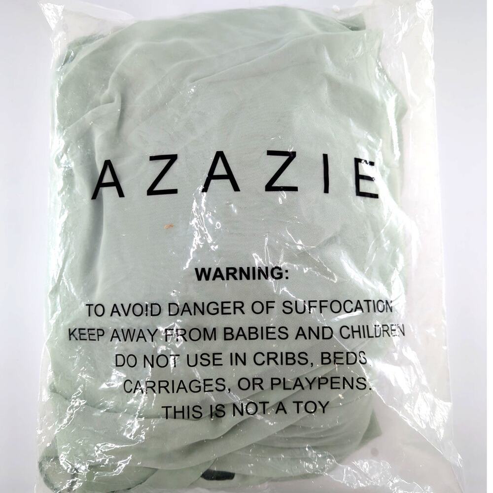 Azazie A-Line Pleated Chiffon Floor-Length Chanel Dress Dusty Sage A0 - Picture 3 of 10